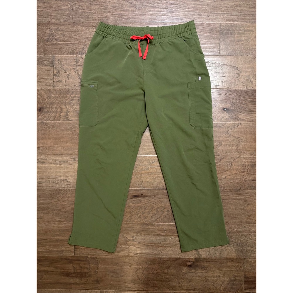 Figs Scrub Pants Womens XXL Olive Green Polyester Blend Solid Jogger Cargo Tech